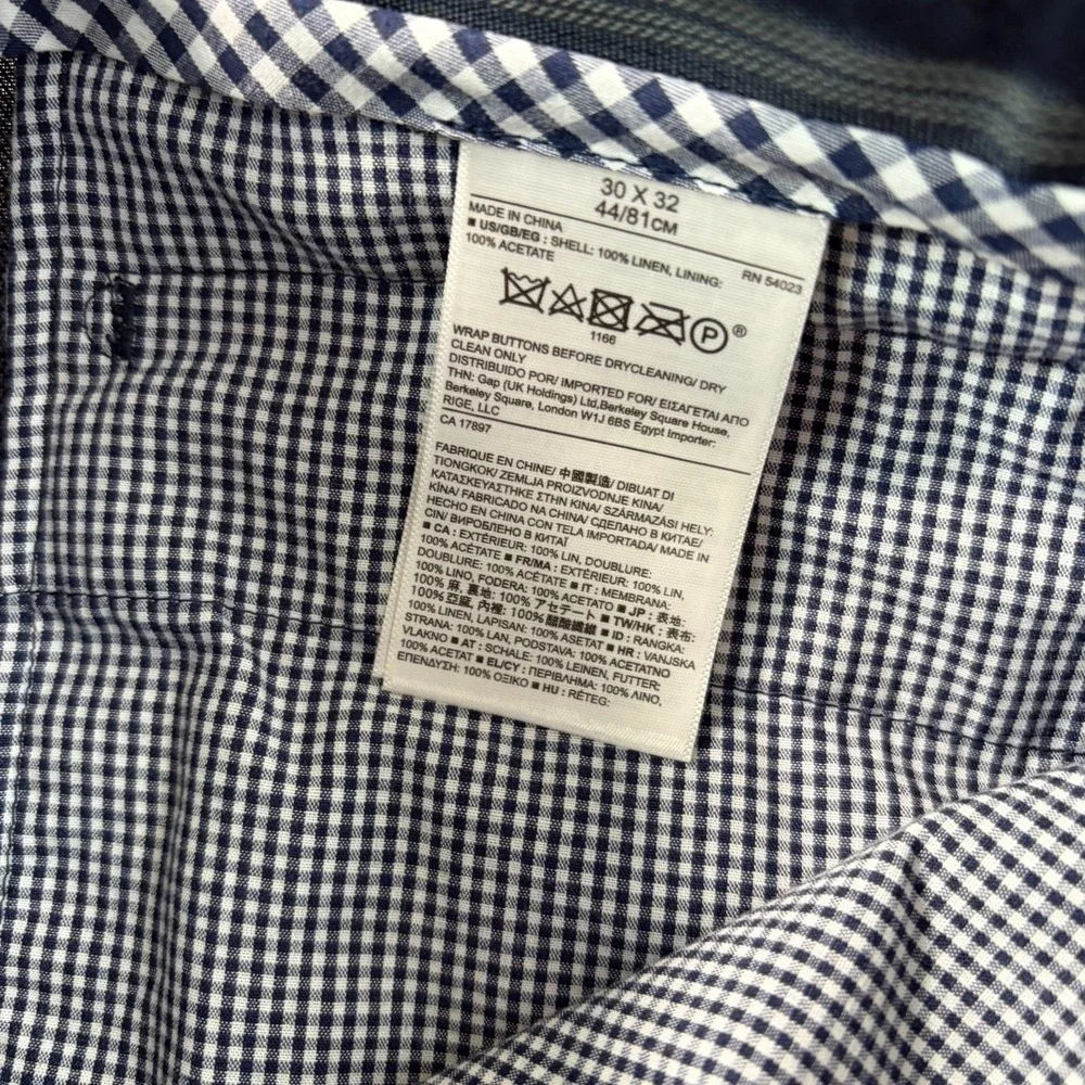 Banana Republic Modern Slim Fit Trouser Pants Navy 100% Linen Men 30x32 NWT $160